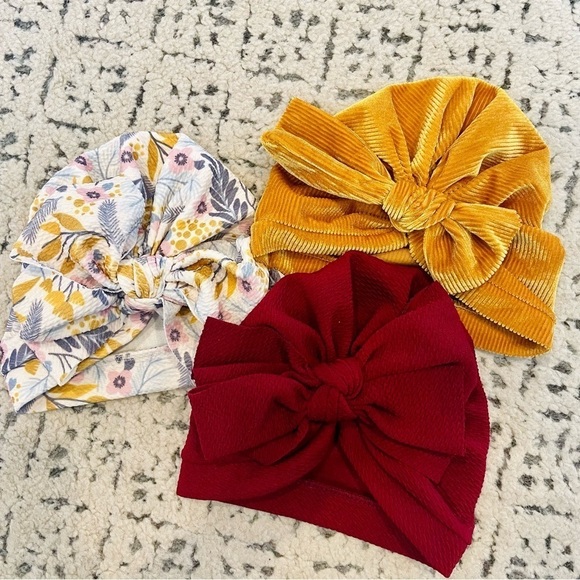 Somewhere Over Rainbows Baby Girl Bow Turbin Hats Bundle - Picture 1 of 3